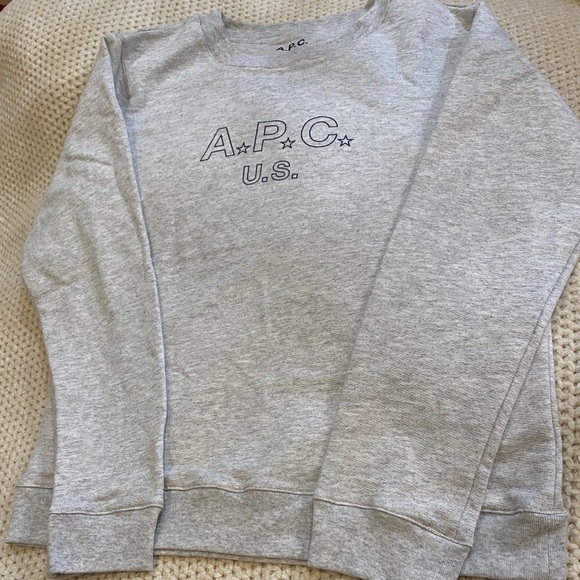 APC U.S. Logo & Stars on Long Sleeve Gray Retro Fit Pullover Sweatshirt MED NWOT - Picture 11 of 15